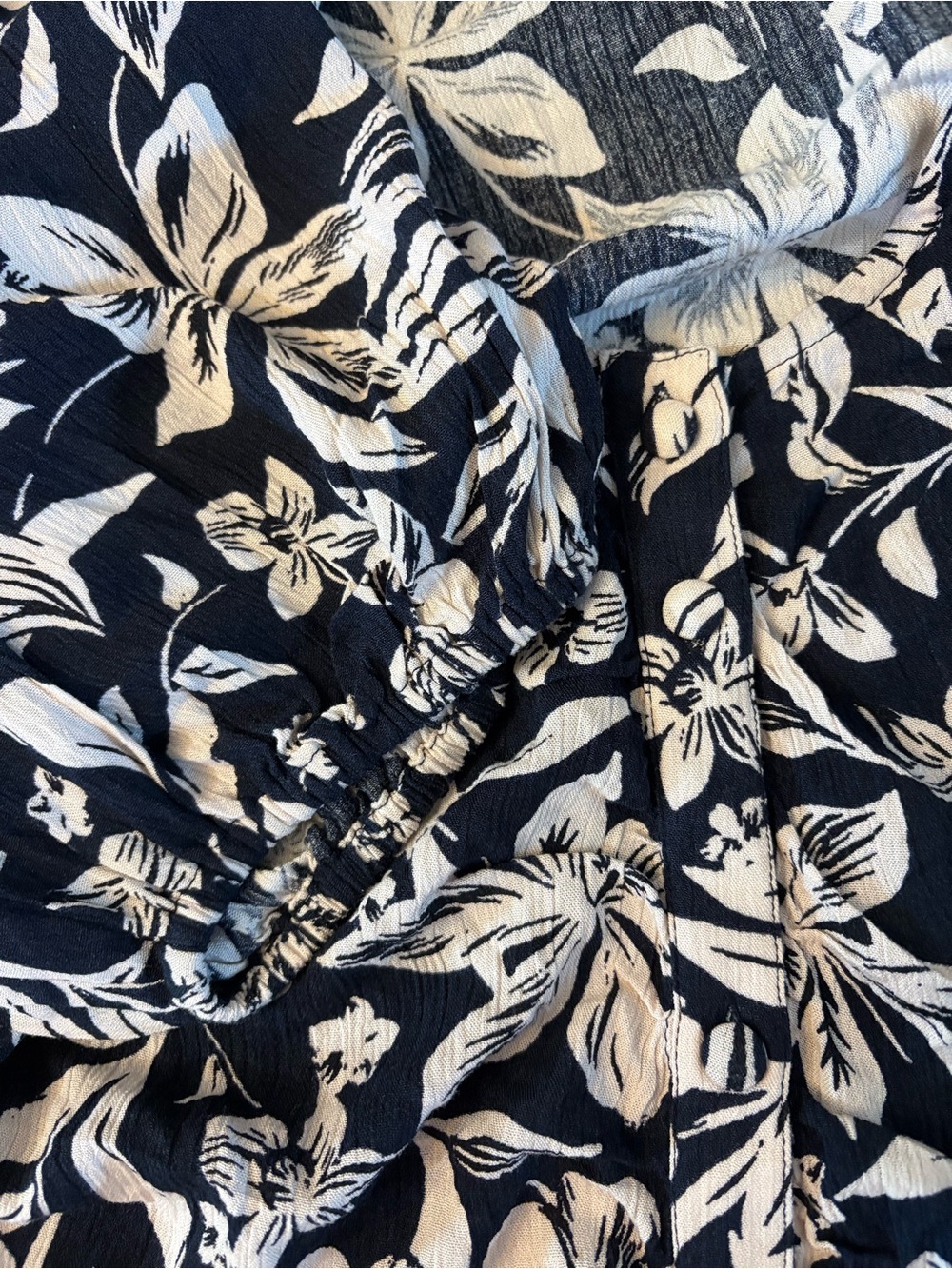 Faherty Sorrento Maxi Dress Women L Navy Blue Hawaiian Floral Puff Sleeve NWT - Picture 7 of 9